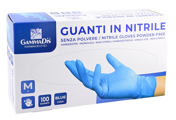 GUANTI NITRILE SENZA POLVERE MEDIUM 100 PEZZI GAMMADIS - farmascienza.it