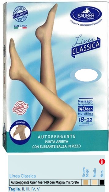 SAUBER AUTOREGGENTE OPEN TOE MAGLIA MICRORETE 140 DEN COLORE NEUTRO BEIGE TAGLIA 2 LINEA CLASSICA - farmascienza.it
