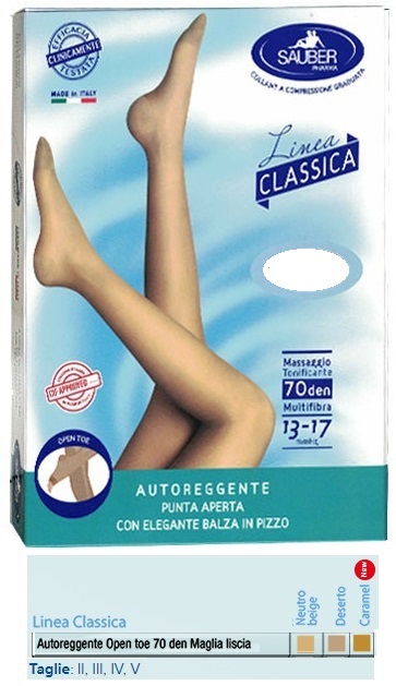 SAUBER AUTOREGGENTE OPEN TOE MAGLIA LISCIA 70 DEN COLORE NEUTRO BEIGE TAGLIA 5 LINEA CLASSICA - farmascienza.it