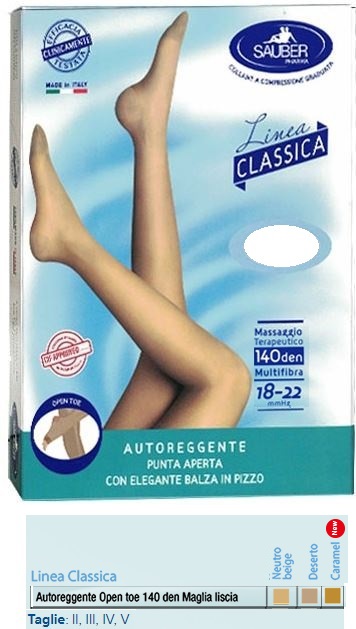 SAUBER AUTOREGGENTE OPEN TOE MAGLIA LISCIA 140 DEN COLORE NEUTRO BEIGE TAGLIA 4 LINEA CLASSICA - farmascienza.it
