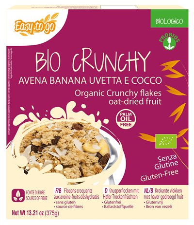 EASY TO GO BIO CRUNCHY AVENA BANANA UVETTA E COCCO 375 G - farmascienza.it