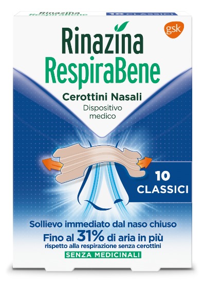 RINAZINA RESPIRABENE CEROTTI NASALI CLASSICI CARTON 10 PEZZI - farmascienza.it