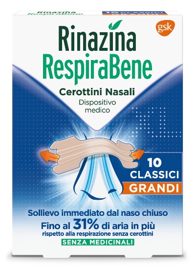 RINAZINA RESPIRABENE CEROTTI NASALI CLASSICI GRANDI CARTON 10 PEZZI - farmascienza.it