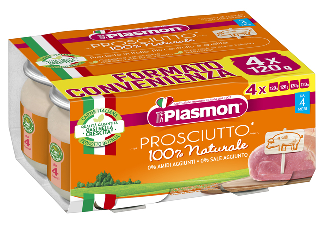 PLASMON OMOGENEIZZATO PROSCIUTTO MINIPALLET 4 X 120 G - farmascienza.it