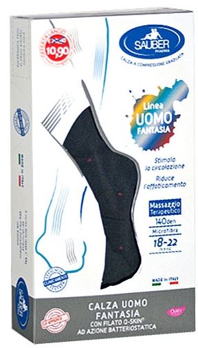 SAUBER CALZA UOMO FANTASIA Q-SKIN 140 DEN BLU POIS ROSSI TAGLIA M PROMO - farmascienza.it