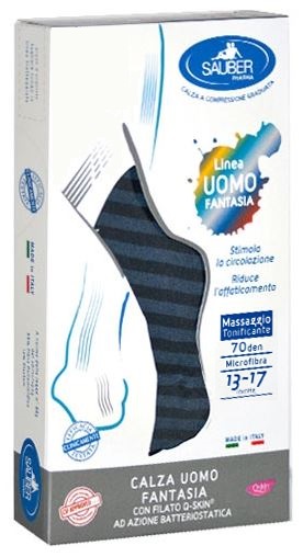SAUBER CALZA UOMO FANTASIA Q-SKIN 70 DEN BLU RIGA LARGA DENIM TAGLIA M PROMO - farmascienza.it