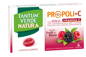 TANTUM VERDE NATURA PROPOLI+C CON ZINCO E VITAMINA C 15 PASTIGLIE GOMMOSE GUSTO FRUTTI DI BOSCO - farmascienza.it