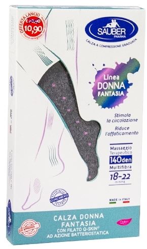 SAUBER CALZA DONNA FANTASIA FILATO Q-SKIN 140 DEN GRIGIO POIS ROSA TAGLIA G PROMO - farmascienza.it