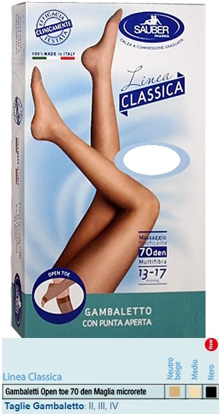 SAUBER GAMBALETTO OPEN TOE MAGLIA MICRORETE 70 DEN COLORE NERO TAGLIA 2 LINEA CLASSICA - farmascienza.it