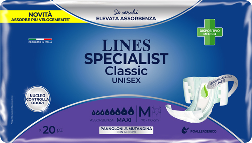 PANNOLONE MUTANDA LINES SPECIALIST CLASSIC MM MAXI 20 PEZZI - farmascienza.it