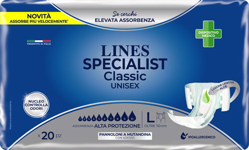 PANNOLONE A MUTANDA LINES SPECIALIST CLASSIC ALTA PROTEZIONE MG 20 PEZZI - farmascienza.it