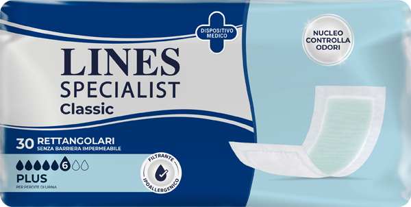 PANNOLONE RETTANGOLARE LINES SPECIALIST CLASSIC SENZA BARRIERA 30 PEZZI - farmascienza.it