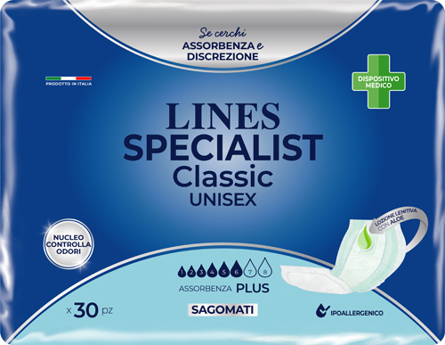 PANNOLONE SAGOMATO LINES SPECIALIST CLASSIC PLUS 30 PEZZI - farmascienza.it