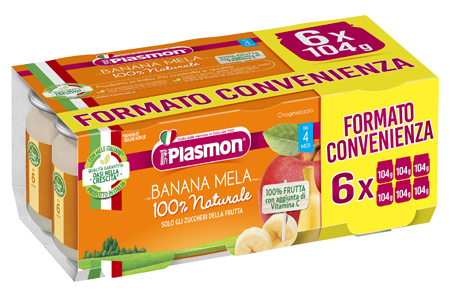 PLASMON OMOGENEIZZATO BANANA/MELA 6 X 104 G - farmascienza.it