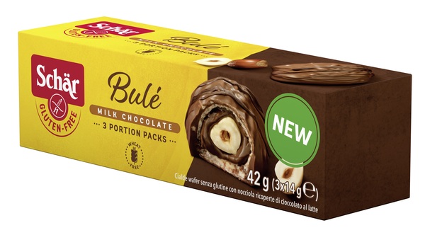 SCHAR BULE' CIALDE WAFER CON NOCCIOLA RICOPERTE DI CIOCCOLATO AL LATTE 3 PORZIONI DA 14 G - farmascienza.it