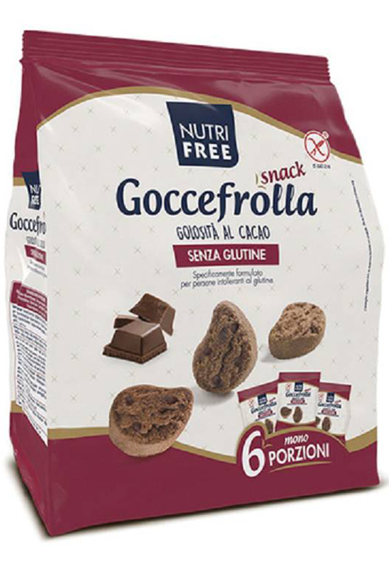 NUTRIFREE GOCCEFROLLA SNACK GOLOSITA' AL CACAO SENZA LATTOSIO 6 MONOPORZIONI DA 40 G - farmascienza.it