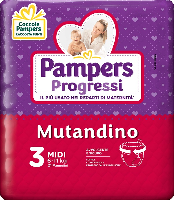 PAMPERS PROGRETGTGI MUTANDINO CP TG3 MIDI 21 PEZZI - farmascienza.it