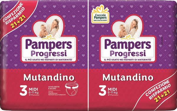 PAMPERS PROGRESSI MUTANDINO 3 MIDI 6-11KG 21+21 PANNOLINI - farmascienza.it
