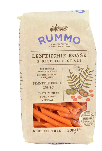 RUMMO PENNETTE RIGATE N 70 LENTICCHIE ROSSE E RISO INTEGRALE 300 G - farmascienza.it
