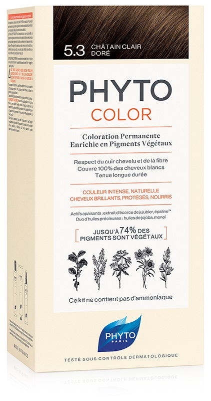 PHYTOCOLOR 5,3 CASTANO CHIARO DORATO LATTE + CREMA + MASCHERA + PAIO DI GUANTI - farmascienza.it