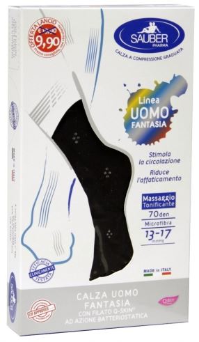 SAUBER CALZA UOMO FANTASIA Q-SKIN 70 DEN BLU DOPPIO POIS GRIGIO TAGLIA G PROMO - farmascienza.it