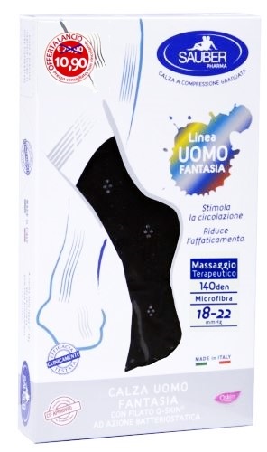 SAUBER CALZA UOMO FANTASIA Q-SKIN 70 DEN BLU DOPPIO POIS GRIGIO TAGLIA P PROMO - farmascienza.it