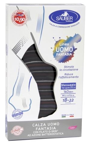 SAUBER CALZA UOMO FANTASIA Q-SKIN 140 DEN BLU RIGA BIANCA DENIM BORDEAUX TAGLIA M PROMO - farmascienza.it