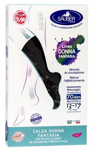 SAUBER CALZA DONNA FANTASIA FILATO Q-SKIN 70 DEN NERO POIS BOUQUET PERLATO GERANIO TAGLIA P PROMO - farmascienza.it