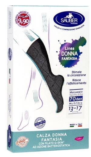 SAUBER CALZA DONNA FANTASIA FILATO Q-SKIN 70 DEN GRIGIO ROMBI NERI TAGLIA M PROMO - farmascienza.it