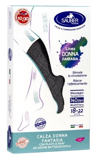 SAUBER CALZA DONNA FANTASIA FILATO Q-SKIN 140 DEN GRIGIO ROMBI NERI TAGLIA P PROMO - farmascienza.it