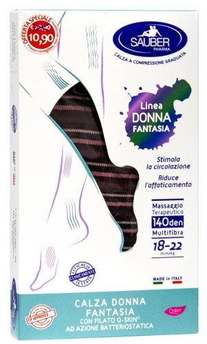 SAUBER CALZA DONNA FANTASIA FILATO Q-SKIN 140 DEN NERO RIGA BISCOTTO PAPRIKA BORDEAUX TAGLIA G PROMO - farmascienza.it