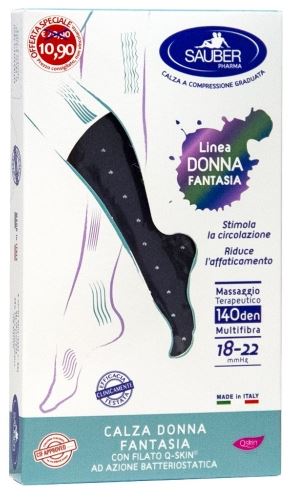 SAUBER CALZA DONNA FANTASIA FILATO Q-SKIN 140 DEN JEANS POIS BIANCHI TAGLIA G PROMO - farmascienza.it