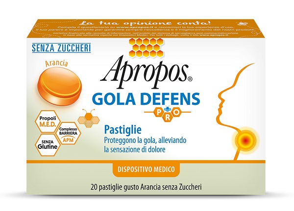 APROPOS GOLA DEFENS PRO 20 PASTIGLIE ARANCIA SENZA ZUCCHERO - farmascienza.it