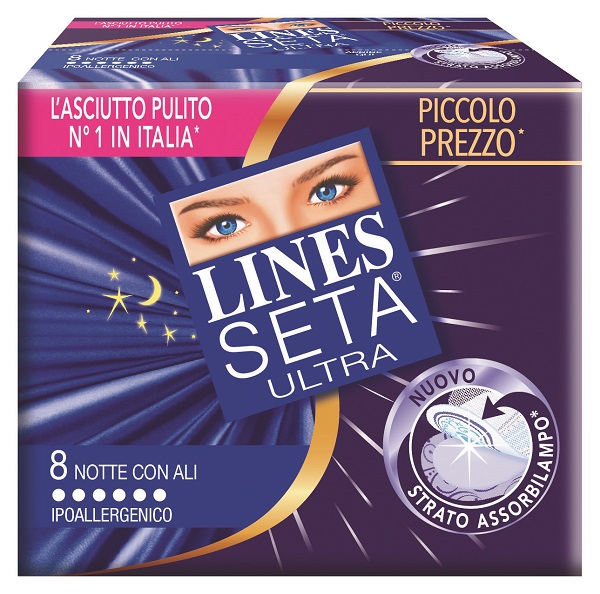 LINES SETA ULTRA ASSORBENTI CON ALI NOTTE 10 PEZZI - farmascienza.it
