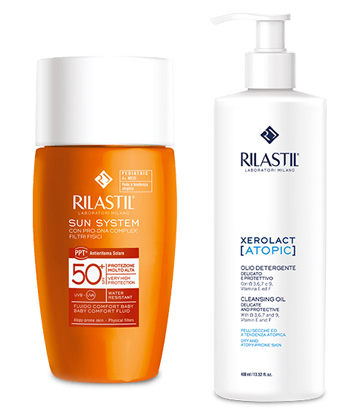 RILASTIL SUN SYSTEM FLUIDO COMFORT PEDIATRIC 50 ML + RILASTIL XEROLAC ATOPIX OLIO 50 ML - farmascienza.it
