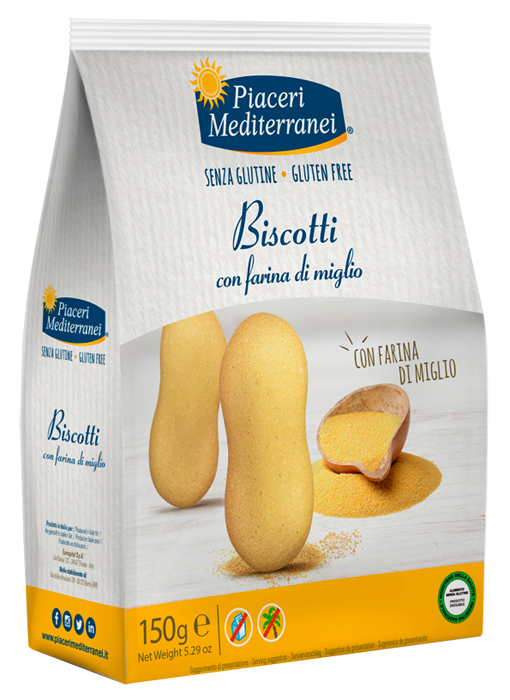 PIACERI MEDITERRANEI BISCOTTI FARINA DI MIGLIO 150 G - farmascienza.it