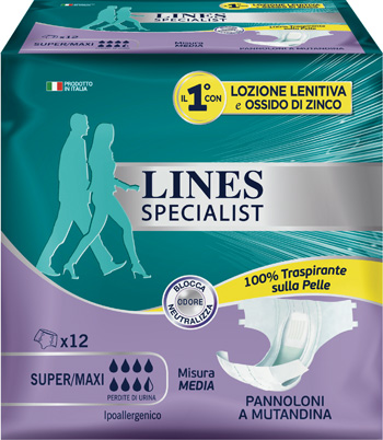 LINES SPECIALIST PANNOLONE A MUTANDA MEDIA 12 PEZZI - farmascienza.it
