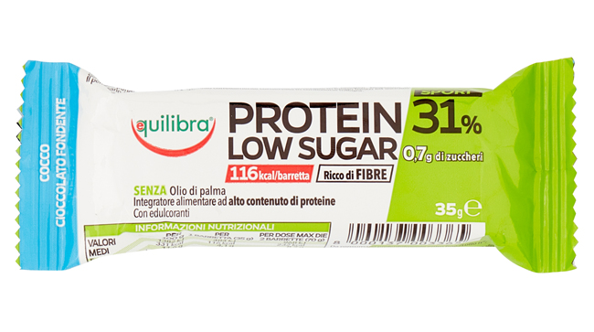 PROTEIN 31% LOW SUGAR BARRETTA COCCO/CIOCCOLATO FONDENTE 35 - farmascienza.it