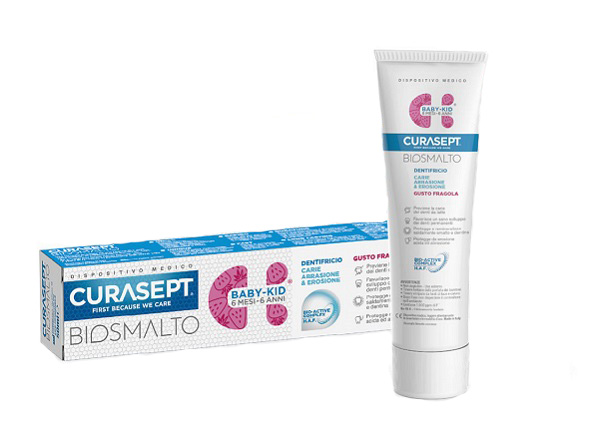 CURASEPT BIOSMALTO DENTIFRICIO BABY KID FRAGOLA CARIE ABRASIONE & EROSIONE 50 ML - farmascienza.it