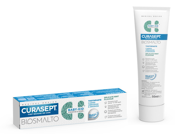 CURASEPT BIOSMALTO DENTIFRICIO BABY KID MENTA CARIE ABRASIONE & EROSIONE 50 ML - farmascienza.it