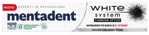 MENTADENT WHITE SYSTEM CHARCOAL 75 ML - farmascienza.it