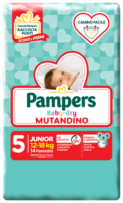 PANNOLINO A MUTANDINA PAMPERS BABY DRY JUNIOR SMALL PACK 14 PEZZI - farmascienza.it