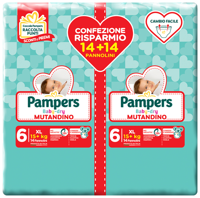 PAMPERS BABY DRY PANNOLINO A MUTANDINA DUO DOWNCOUNT XL 28 PEZZI - farmascienza.it