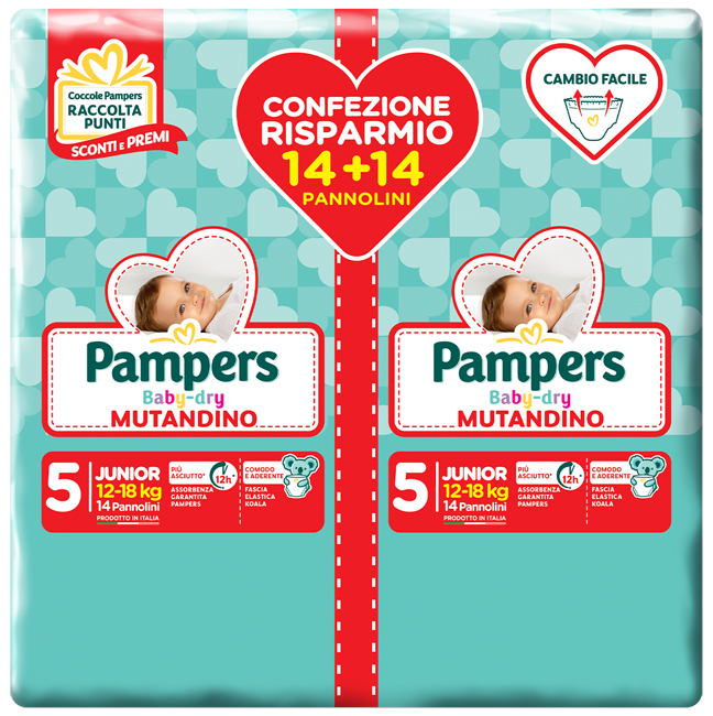 PAMPERS BABY DRY PANNOLINO A MUTANDINA DUO DOWNCOUNT JUNIOR 28 PEZZI - farmascienza.it