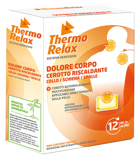 THERMORELAX CEROTTO AUTORISCALDANTE DOLORE CORPO COLLO/SCHIENA/SPALLE 4 PEZZI - farmascienza.it