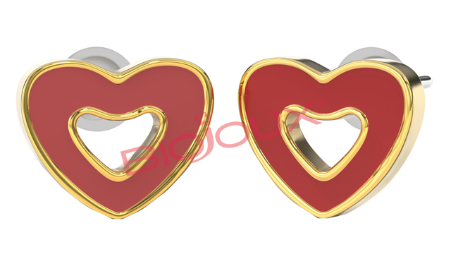 BJT715 ORECCHINI RED HEART GOLD PLATED - farmascienza.it