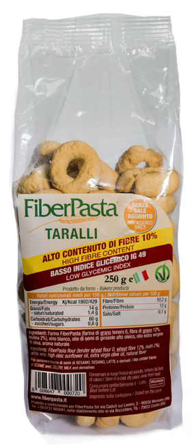 FIBERPASTA TARALLI BASSO INDICE GLICEMICO 250 G - farmascienza.it