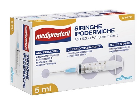 SIRINGA IPODERMICA MEDIPRESTERIL AGO 23 GAUGE 1 1/4 0,5X30MM 5 ML 10 PEZZI - farmascienza.it