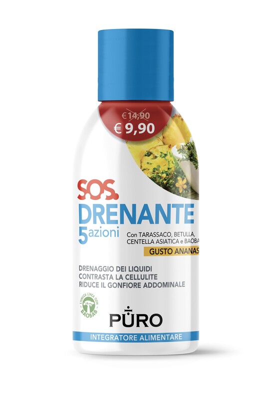 PURO DRENANTE 5 AZIONI CON BAOBAB GUSTO ANANAS 500 ML - farmascienza.it
