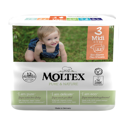 PANNOLINI MOLTEX PURE & NATURE MIDI 4-9 KG TAGLIA 3 33 PEZZI - farmascienza.it